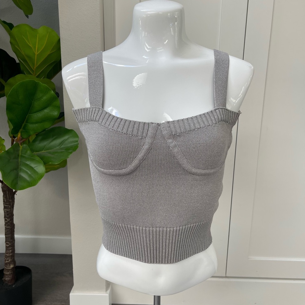 Line & Dot Gray Knit Bra Top
